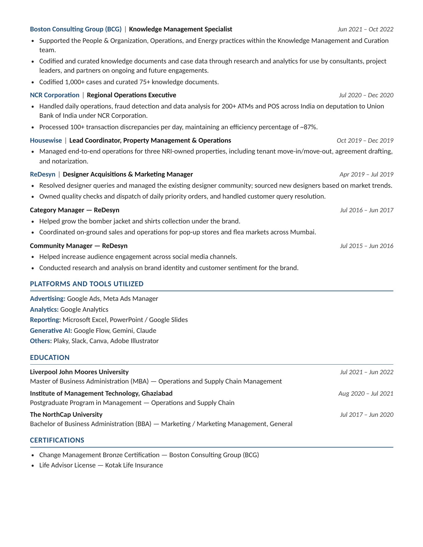 Anurag Vaidya CV, page 2 of 2
